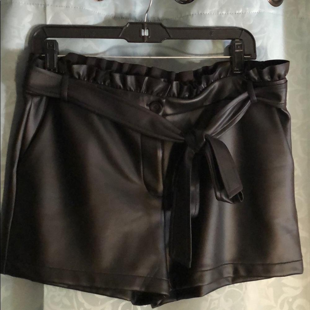 Faux leather shorts